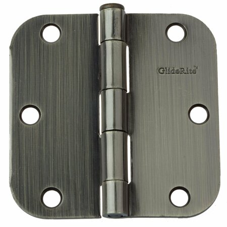 GLIDERITE HARDWARE 3-1/2 in. Antique Brass Door Hinge with 5/8 in. Corner Radius - 3558-AB, 12PK 3558-AB-12